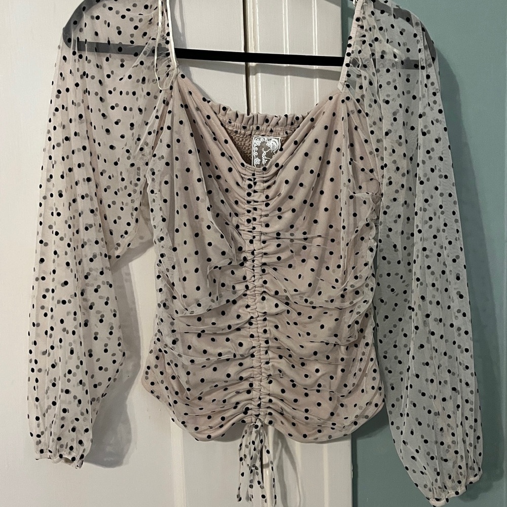 Polka Dot Ruched Blouse